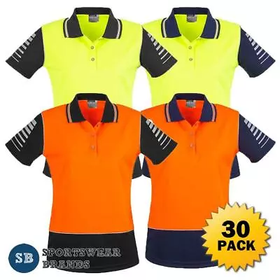 30 X Women Hi Vis Zone Polo Shirt Top Ladies Work Safety Size 8-24 Modern ZHL236 • $821