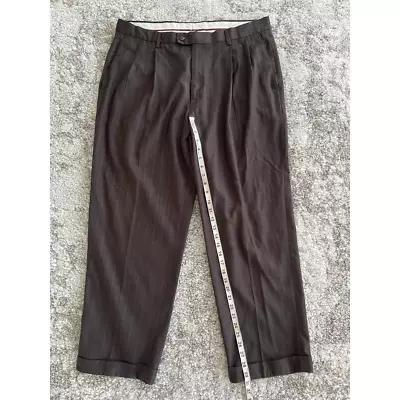 Louis Raphael Mens Dress Pants Gray Cuffed Pleated Front Slash Pockets 38x30 • $9.74