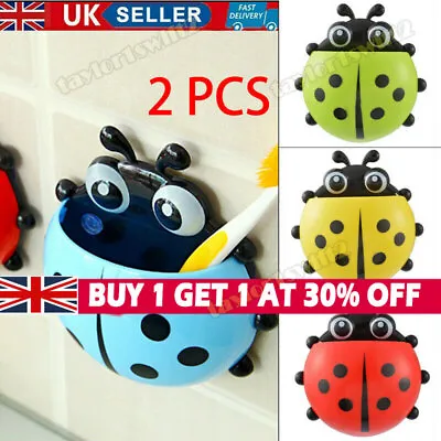 £3.99 • Buy Kids Child Cute Ladybug Bathroom Wall Toothbrush Suction Cartoon Cup Holder Set+