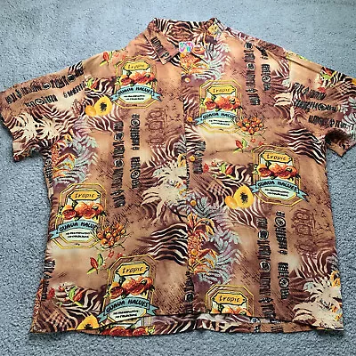 Vintage Jams World Mens Shirt XXL Rayon Button Up Guava Beach Pineapple Hawaii • $45