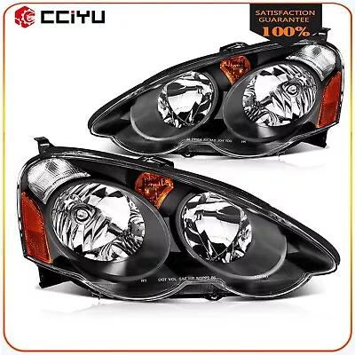 Fits 2002-2004 Acura RSX (DC5) Black Amber Headlights Assembly Left+Right Pair • $83.99