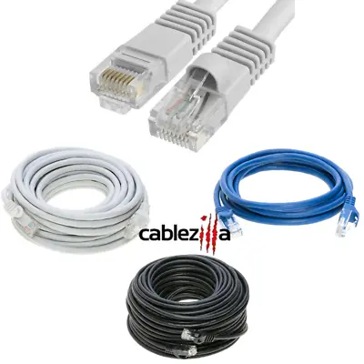Car5e Cat6 Patch Cord Network Cable Ethernet LAN RJ45 UTP 6 25 50 100 200 FT LOT • $7.49