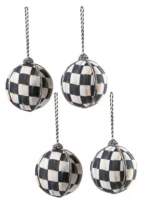 Mackenzie-Childs Courtly Check Large 4  Poly Fabric Ornaments Set Of 4 NEW! FS • $59