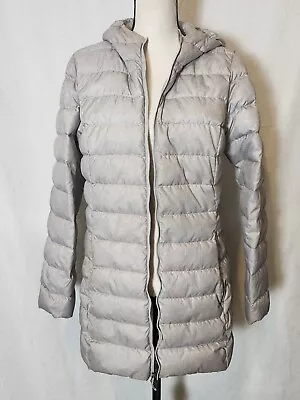 Eddie Bauer Women's Down Puffer Jacket Coat Hooded Gray Zip Up Size: M • $20