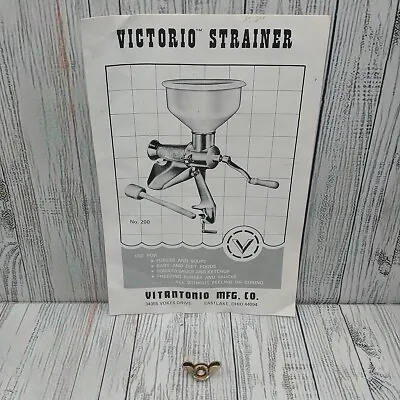 Vitantonio Victorio Strainer 200 Replacement Instruction Manual & Wing Nut Part • $14.39