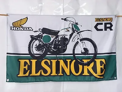 Vtg Motocross Enduro Flag Banner Sign Logo Honda Cr Elsinore Room Garage Shop • $35