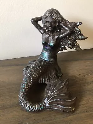 Cast Iron Mermaid For A Shelf Or Table Decor Old Coastal Pretty Nautical Heavy • $10.10