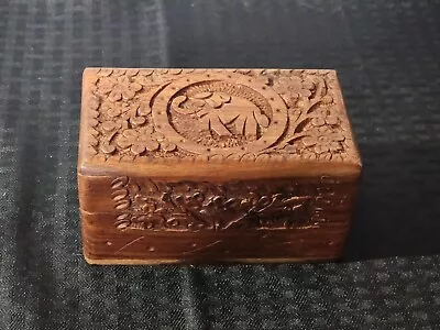 Hand Crafted Wooden Elephant Theme Jewelry/trinket Box • $0.99