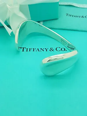 Tiffany & Co. Silver Elsa Peretti Thumbprint Cuff Bracelet RRp £1025 Hallmarked • $955.68