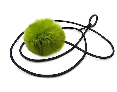 Bouncy Ball Rabbit Fur String Cat Toy Green • $6.99