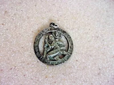 Vintage St. Christopher Medal Round Cut Silver  Safety Protect Catholic Metal N1 • $10