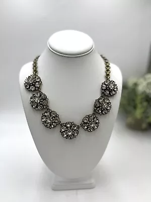 J. Crew Crystal Choker Rhinestone Flower Shape Statement Bib Necklace • $39.99