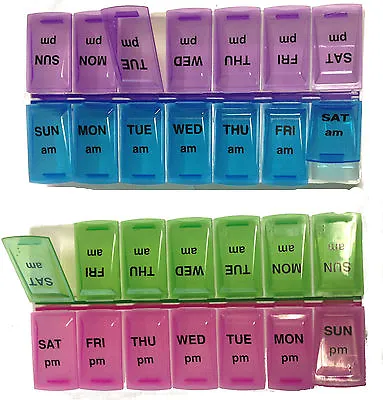 £5.99 • Buy 2 X 7 Day AM PM Pill Tablet Box Dispenser Organizer PINK GREEN 