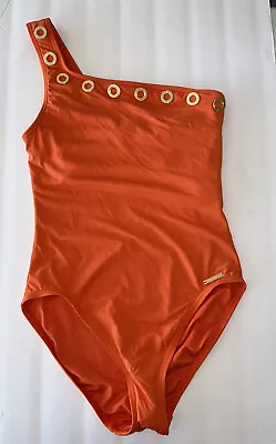 NWT Michael Kors 1 Piece Swimsuit Zinnia Orange Women’s Size 8 Retails $136 • $62.99