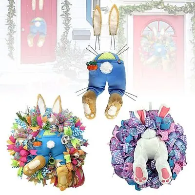 Spring Floral Easter Bunny Door Hanger Wreath Rabbit Garland Home Wall Decor UK • £11.95