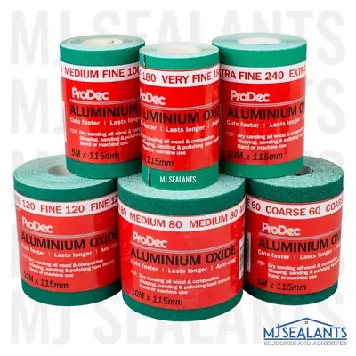 ProDec Sand Paper Green Ali Oxide 5m/10m Sanding Roll Crack Resistant Abrasive • £9.99