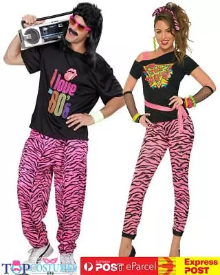 $51.45 • Buy Couple Womens Mens Love 80s Pink Zebra Print Punk Rock Star Hammer Costume