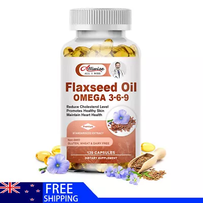 Flaxseed Oil Omega 3-6-9 Promotes Healthy Skin & Maintain Heart Health 120Caps • $21.99