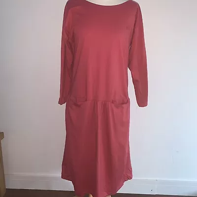 Marc O’Polo Raspberry Cotton Jersey Drop Waist Oversize Lagenlook Dress Small • £19.99