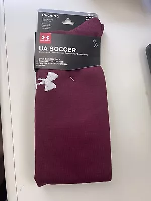 Under Armour Adult Soccer Over-The-Calf Athletic Socks 1 Pair  MAROON SIZE  LG • $8.99