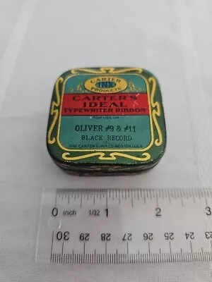 Vintage Carters Ideal Typewriter Ribbon Green Tin 2x2  Black Ink • $8