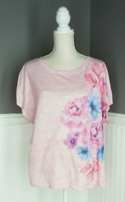 Nicole Miller New York New Women's Pink Floral Patterned Top Plus Size XXL • $12.99