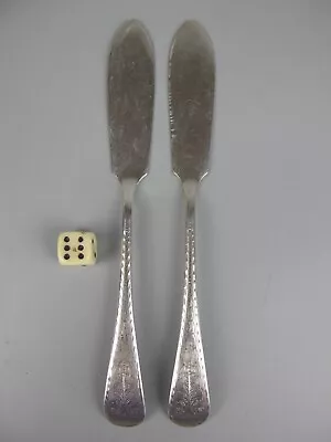 Mappin & Webb Fish Knives X 2. Silver Plated Engraved. Antique Vintage Set 8.25  • £8.99