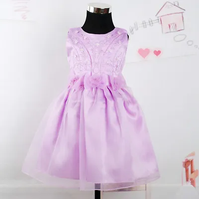  Flower Girl Party Bridesmaid Wedding Pagent Dress Pink Ivory Lilac Red • £16.99