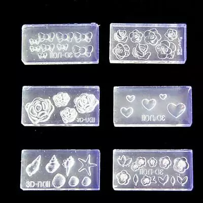 6Pcs 3D Stereo Mini Flower Carving Mold Nail Art Mould Template Silicone Mold   • £4.39