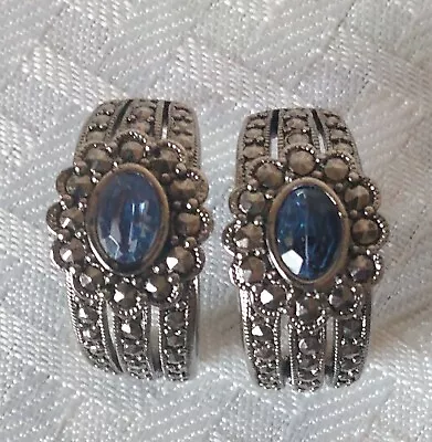 Vintage 1994 Avon Romantic Treasures Rhinestone Half Hoop Pierced Earrings • $8.99