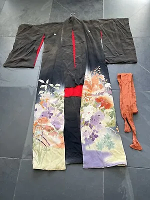 Vintage Japanese Kimono Silk Hand Painted • $39