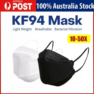 10/50x Korea KF94 In White Reusable Face Mask 4 Protective Layer Individual Pack • $17.28