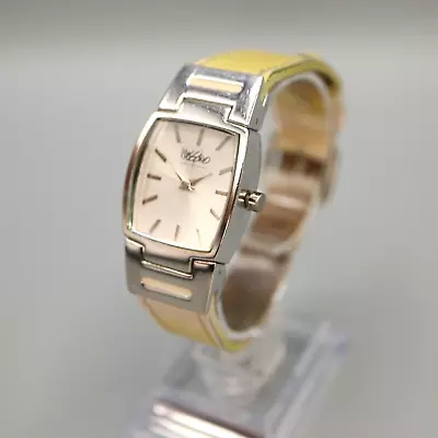 Mossimo Silver Tone Square Barrel Watch Yellow Leather Strap W New Battery • $10.75