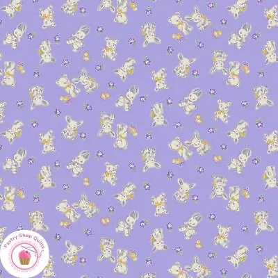 Maywood NANA MAE VI 367 55 Purple Lilac  Rabbits Quilt Fabric 30's REPRODUCTION • $6.25