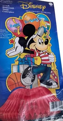 Vtg Mickey Mouse Happy Birthday Party Centerpiece Honeycomb Disney Eureka Tissue • $14.99