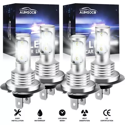 H7 H7 LED Headlights Kit Combo Bulbs 6000K High+Low Beam Super White Bright 4Pcs • $35.99