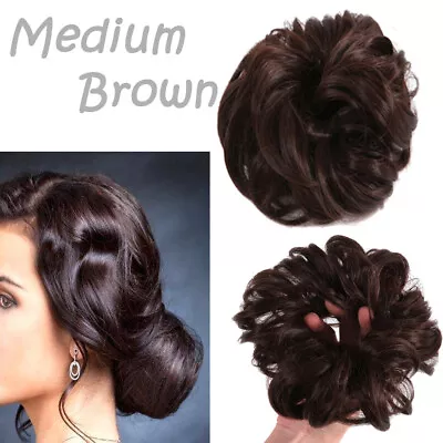 Hair Extensions Curly Messy Bun Hairpiece Scrunchie Wrap Ponytail Updo Wrap AUT • $7.99