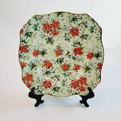 Vintage Royal Winton Christmas Chintz Poinsettia Salad Plate 8.25  England • $12.78