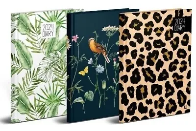 2024 A5 Week To View Diaries A5 WTV Patterned Diary Wildlife Hardback Diary • £3.95