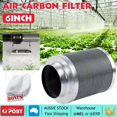 Silver 6 Inch Carbon Filter Ordor Control For Grow Hydroponics Tent Extractor AU • $58.99