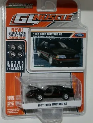 1987 Ford Mustang Gt Gl Muscle 5.0 Foxbody Black '87 1/64 Diecast Greenlight • $6.99