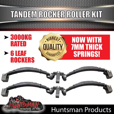 6 Leaf 3000Kg Rocker Roller Tandem Trailer Spring Set Shot Peened Springs 60x7mm • $384