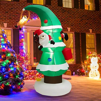 8 FT Inflatable Christmas Tree & Santa Claus With LEDs & Built-in Air Blower • $55.99