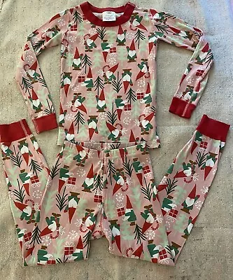 Hanna Andersson Girls Sz 6 150 Pink Gnome Christmas Organic Cotton PJ Set *READ • $18