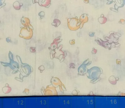 Tina SCRAP Vintage Fabric Cotton 9 X21  Easter Bunny Rabbit Spring OOP Mushroom • $2.89