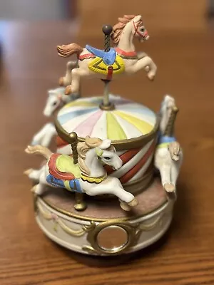 Vintage Lefton China Porcelain Horse Carousel Collection 1985 Music Box • $35