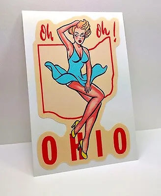 OHIO Pinup Vintage Style Travel Decal Vinyl Sticker Luggage Label 5  X 3.5  • $4.69