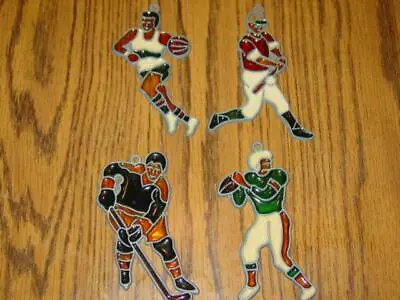 (4) VINTAGE Makit & Bakit - SPORTS Christmas Ornaments - Metal Stained Glass • $15.99