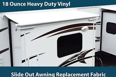 RV Slide Out Awning Replacement Fabric White- 5 Year Warranty Choose Size • $97