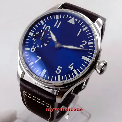 44mm Sterile Blue Dial Luminous ST3600 Hand Winding 6497 Mechanical Mens Watch • $58.50